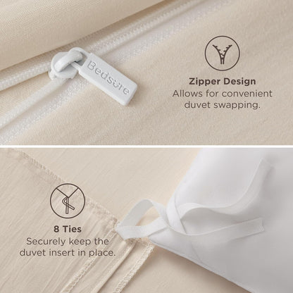 bedsure prewashed duvet cover king, cotton-like soft bedding, front angle view
