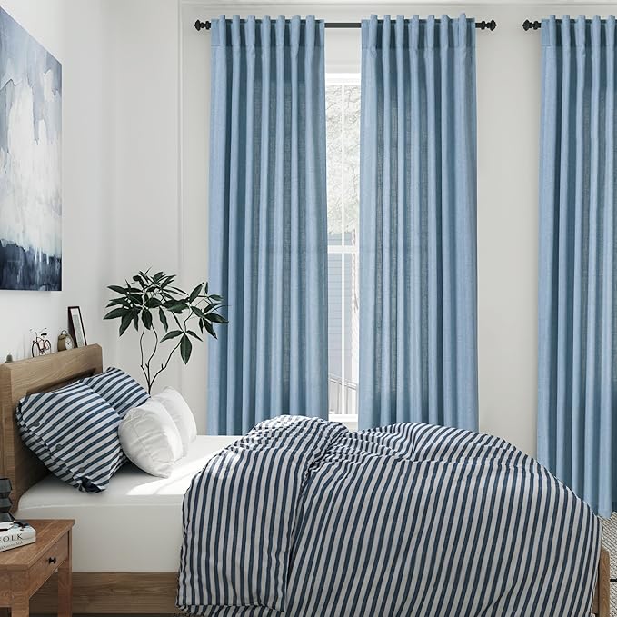 Nanspring Blue Extra Long Curtain 102 inches Long 2 Panels Set - Image 2