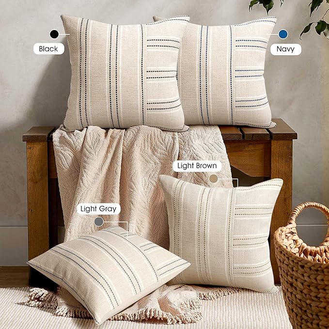 AELS 24x24 Decorative Farmhouse Linen Throw Pillow Covers, Boho Textured Pillow - Image 6