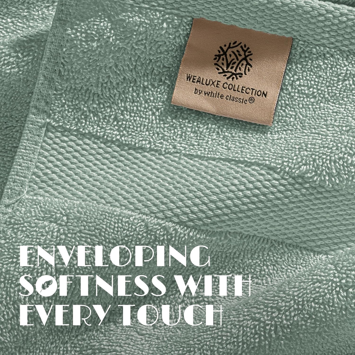 wealuxe mint green bath towels 24x50 - 6, close-up detail