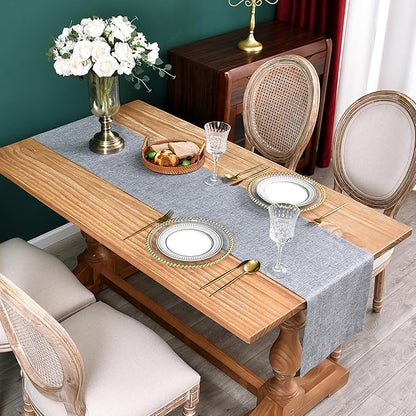 NEWISHER Farmhouse Rustic Table Runner Solid Grey Rectangular Table Runners - Image 2