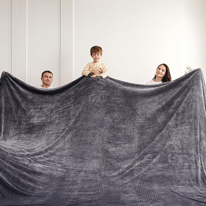 Oversized King Fleece Blanket 120x120 Inches, Seamless Soft Cozy 3D Jacquard by Korbliss