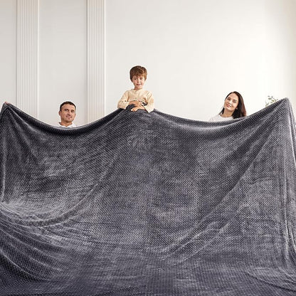 Oversized King Fleece Blanket 120x120 Inches, Seamless Soft Cozy 3D Jacquard by Korbliss