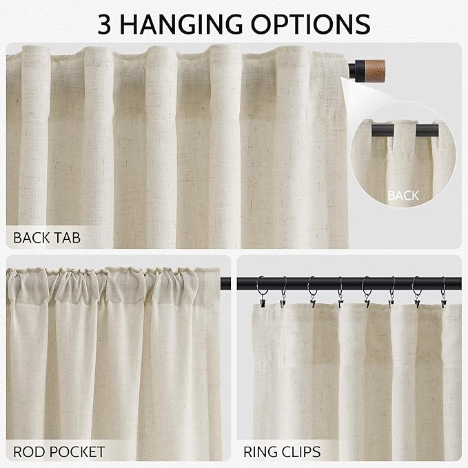 Nanspring Vanilla Curtains 90 Inches Long - Image 2