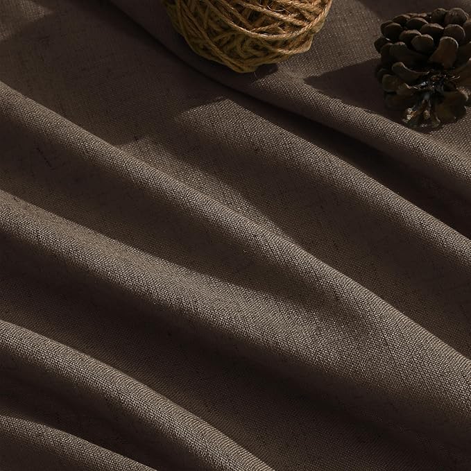 Nanspring Chocolate Linen Blend Light Filtering Back Tab Curtains 102 Inches - Image 5