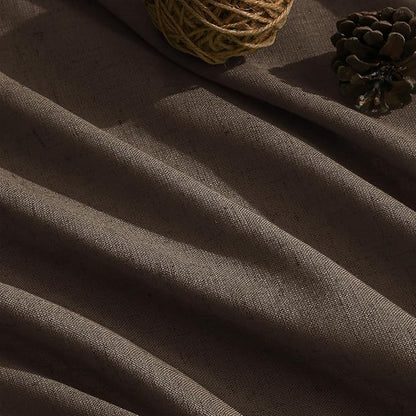 Nanspring Chocolate Linen Blend Light Filtering Back Tab Curtains 102 Inches - Image 5