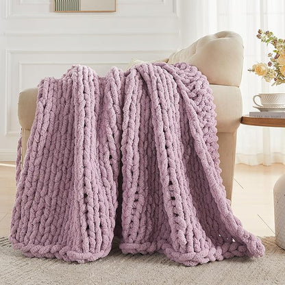 Carriediosa Chunky Knit Throw Blanket 50" X 60", 100% Hand Made Large Chenille - Image 5
