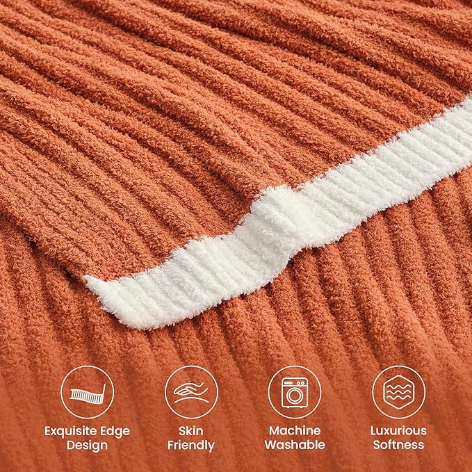 Snuggle Sac Fluffy Fall Bedding Blanket Twin Size, Soft Luxurious Knit Throws - Image 5