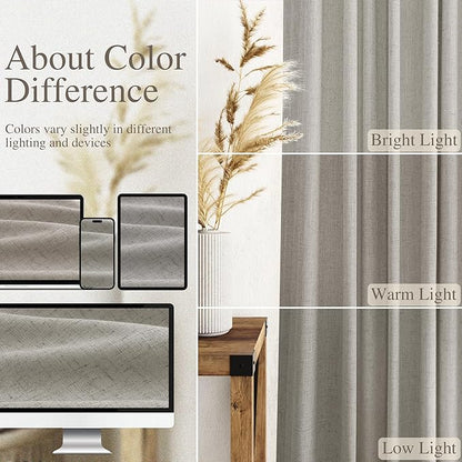 Silver Gery Linen Curtains 96 Inches - Image 3