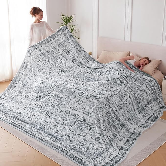 Oversized Vintage Pattern Blanket 120x120 Inches, Giant 10'x10' by Korbliss