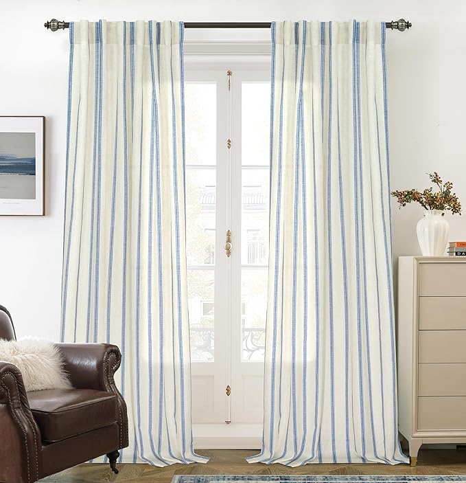 DriftAway Farmhouse Vertical Striped Linen Blend Textured Light Filtering Semi by DriftAway