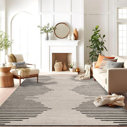 Rugshop Bohemian Stripe Stain Resistant High Traffic Living Room Kitchen by Rugshop