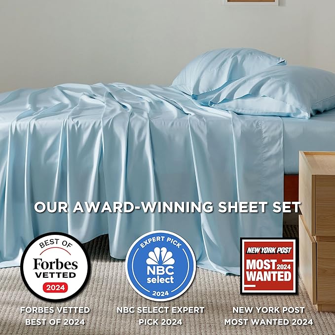 Bedsure Queen Sheet Set, Rayon Derived from Bamboo, Cooling Sheets, Breathable - Image 2