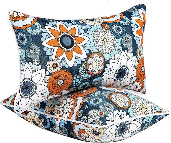 JMGBird 12×20 Inch Outdoor Lumbar Pillows Pack of 2 Waterproof Throw Pillows by JMGBird
