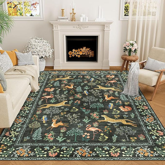 DUKINO 8x10 Rug, Washable Animal Living Room Rug by DUKINO