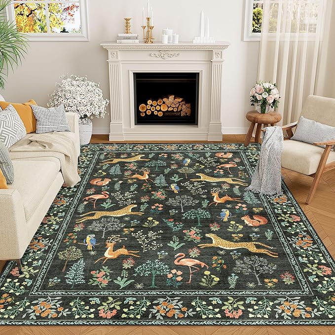 DUKINO 9x12 Rug, Washable Animal Living Room Rug by DUKINO