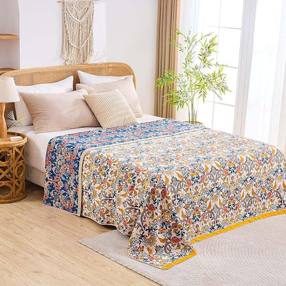 Boho Blanket Throw Quilt, 100% Cotton Soft Light Weight Throw Blankets - Image 7