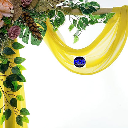MDS Halloween Chiffon Draping Fabric - 1 Panel, 30" Wide x 20ft Long - Sheer Spooky Arbor & Canopy Drapery for Haunted House Backdrops, Party Ceilings, DIY Costumes & Themed Events - Yellow