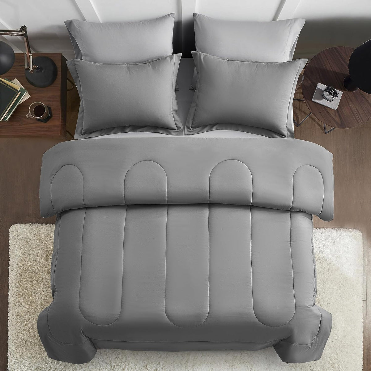 maple&stone full size comforter set 7 pieces bed, side view