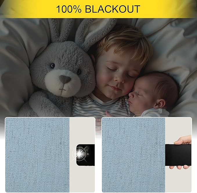 Dusty Blue Curtains for Nursery Girls Boy Bedroom 72 Inch Length 2 Panels - Image 4