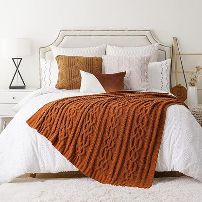 Battilo Caramel Throw Blanket for Couch, Rust Throw, Super Soft Warm Chenille - Image 8