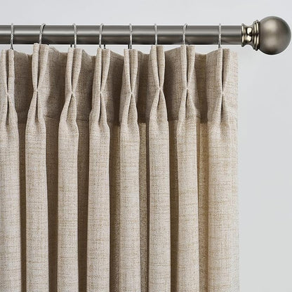 Beige Sheer Pinch Pleated Curtains 90 Inches Long 2 Panels, Back Tab Pleated - Image 7