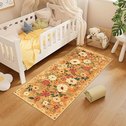 DUKINO 2x5 Runner Rug for Hallway, Washable Kitchen Floral Runner Rug - Image 2