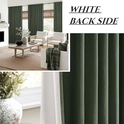 Dark Olive Green Curtains 70 Inch Length Extra Wide Pleated Black Out 96 Inch - Image 8