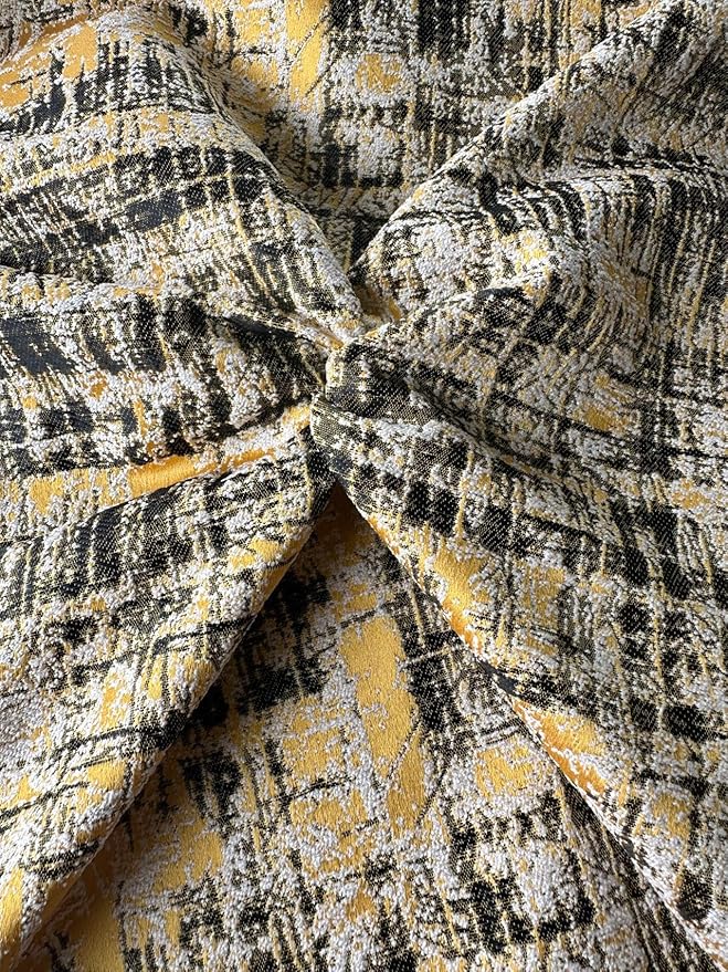 OctoRose 3 Side Zipper Upholstery Thick Linen Tweed-Yellow, Full Size Futon by OctoRose