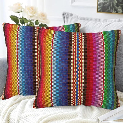 Throw Pillow Covers Blanket Stripes Pillow Covers 18x18 Inch Set of 2 Colorful - Image 4