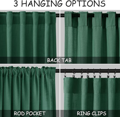 Dark Green Linen Curtains 108 Inches Long - Image 2