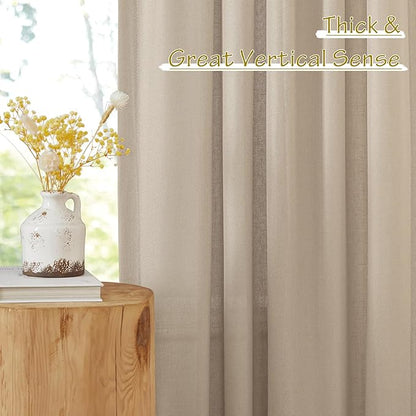 NICETOWN Thick Linen Curtains for Farmhouse 90 inches Long, Pinch Pleated - Image 8
