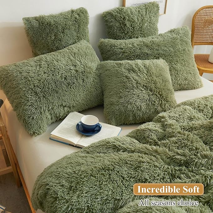 XeGe Faux Fur Throw Pillow Covers, Luxury Fluffy Plush Pillow Shams, Shaggy - Image 5