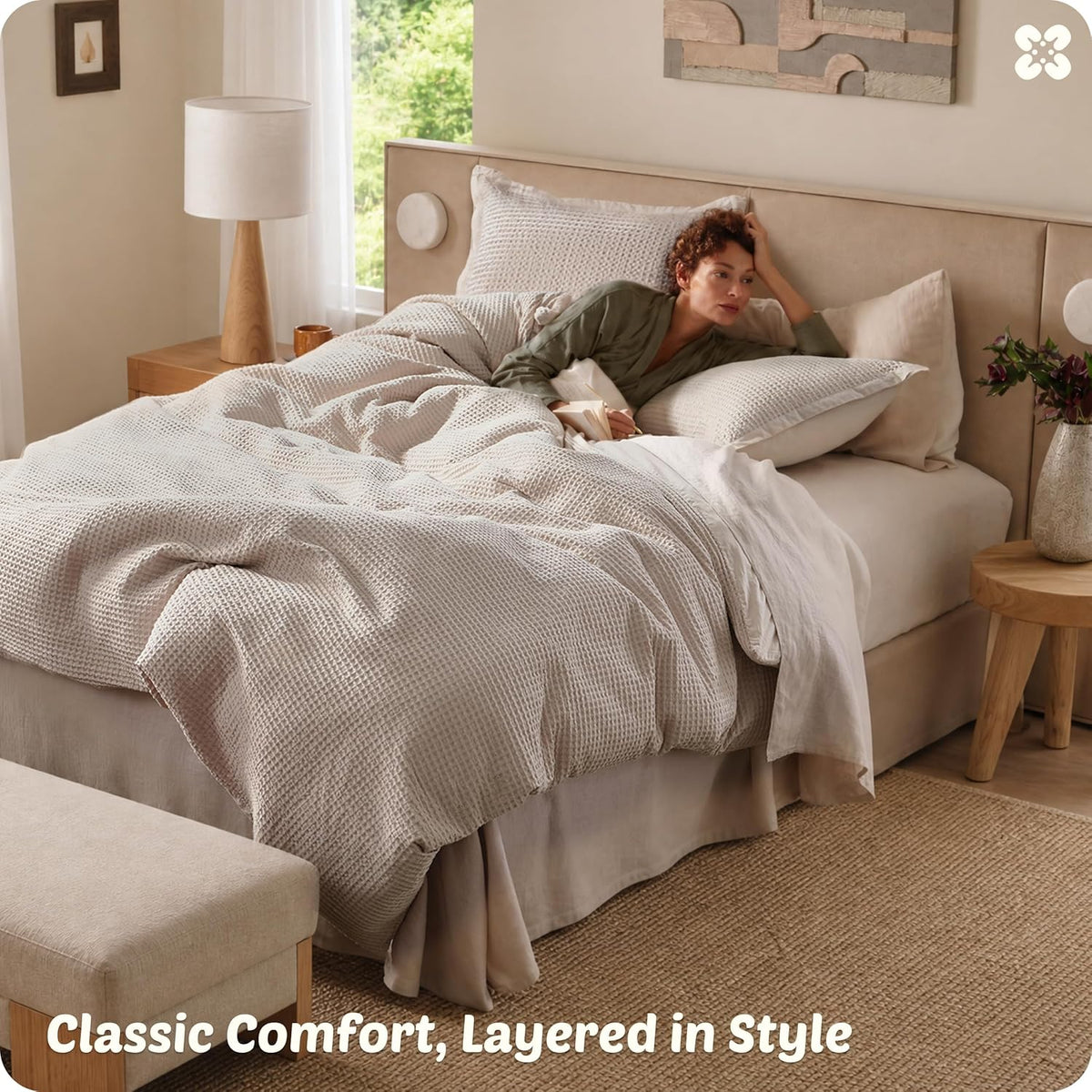 bedsure purewoven 3 pieces 100% cotton waffle duvet, package contents