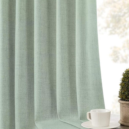 CUCRAF Linen 100% Blackout Curtains 84 Inch Length 2 Panels Set, Back Tab and - Image 8