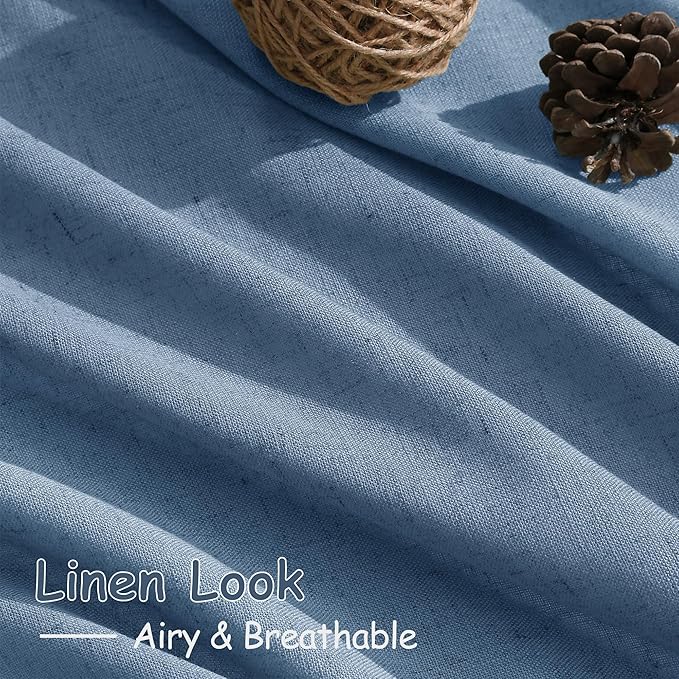 Nanspring Stone Blue Linen Curtains 96 Inches Long - Image 3