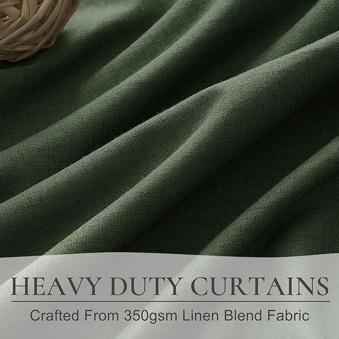 Dark Olive Green Curtains 70 Inch Length Extra Wide Pleated Black Out 96 Inch - Image 4