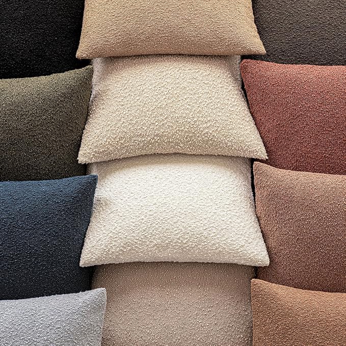 Foindtower Decorative Textured Boucle Throw Pillow Covers Accent Solid Lumbar - Image 7