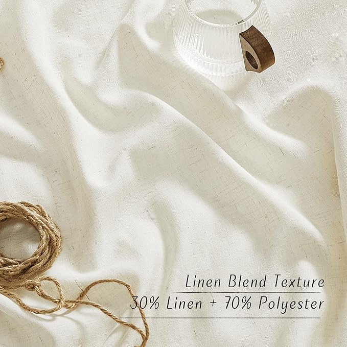 NICETOWN Flax Linen Curtains for Windows 54 inch Long, Grommet Top Vintage - Image 3