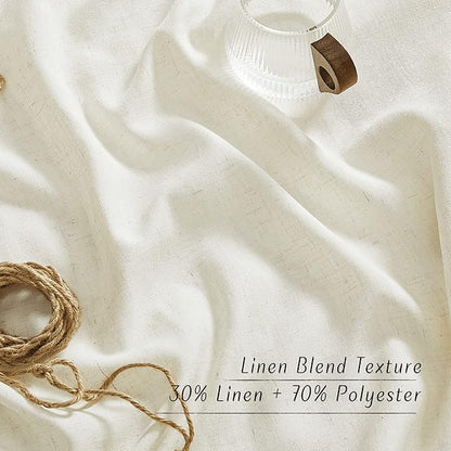 NICETOWN Flax Linen Curtains for Windows 54 inch Long, Grommet Top Vintage - Image 3