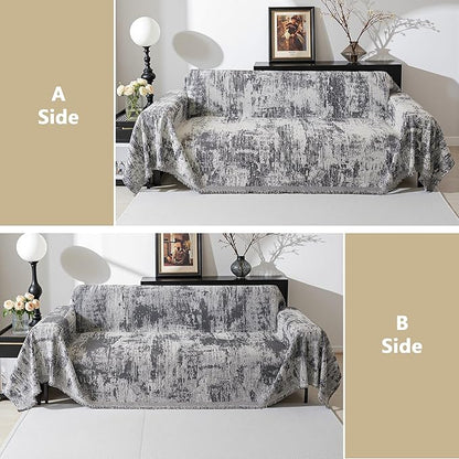 MEETSKY Boho Couch Cover for 2 Cushion Couch Sofa, Chenille Sofa Cover for - Image 7