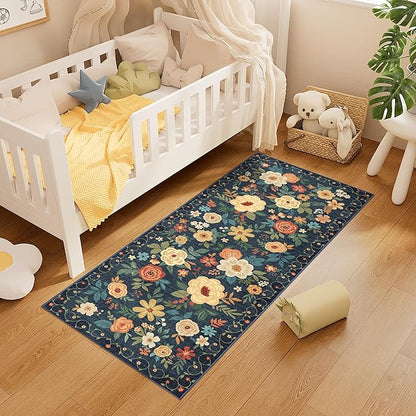 DUKINO 2x5 Runner Rug for Hallway, Washable Kitchen Floral Runner Rug - Image 2