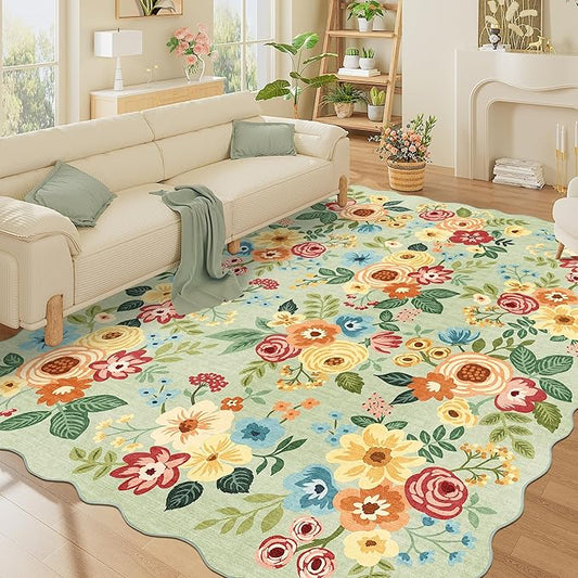DUKINO 8x10 Area Rug, Floral Washable Rugs by DUKINO