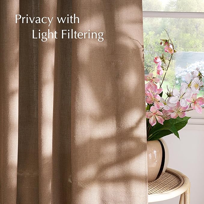 NICETOWN Gold Brown Linen Curtains - Image 3