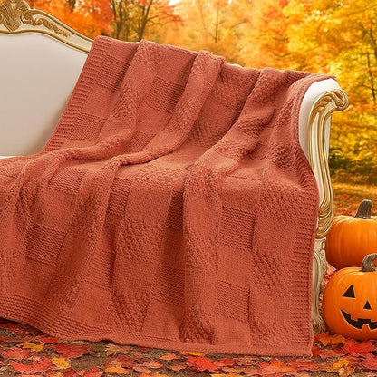 Amélie Home Checkered Chenille Knit Throw Blanket by Am%C3%A9lieHome
