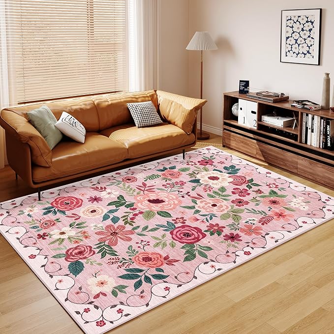 DUKINO 9x12 Area Rug, Floral Rugs - Image 8
