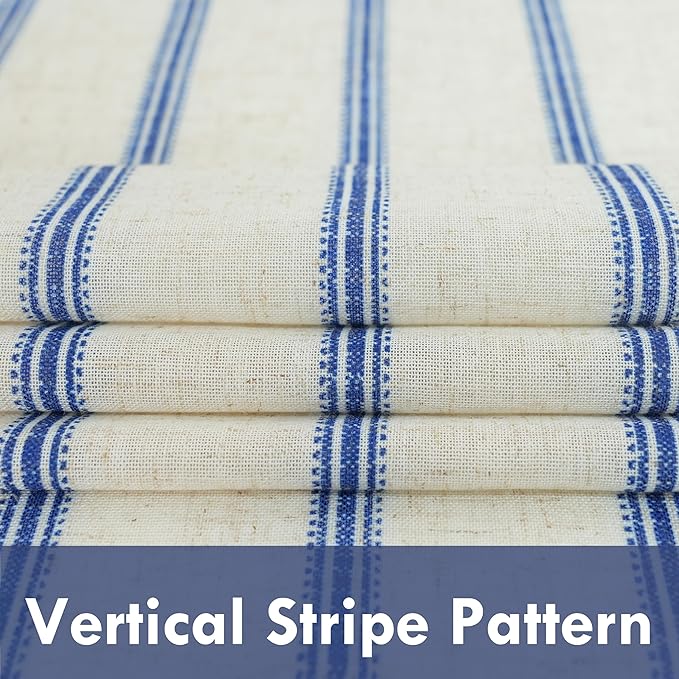 DriftAway Farmhouse Vertical Striped Linen Blend Textured Light Filtering Semi - Image 4