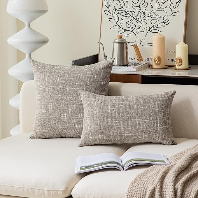 Kevin Textile 2 Pack Decorative Linen Throw Pillow Covers, Boho Outdoor Pillows - Image 4