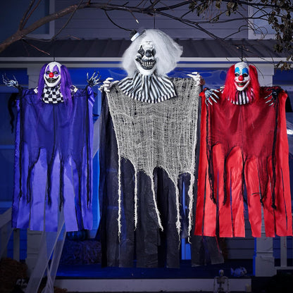 JOYIN 3 Pcs Hanging Clown Decor Halloween Decorations Outdoor, Party Supplies Props Haunted House Front Porch Yard Garden Lawn Patio Scary Horror