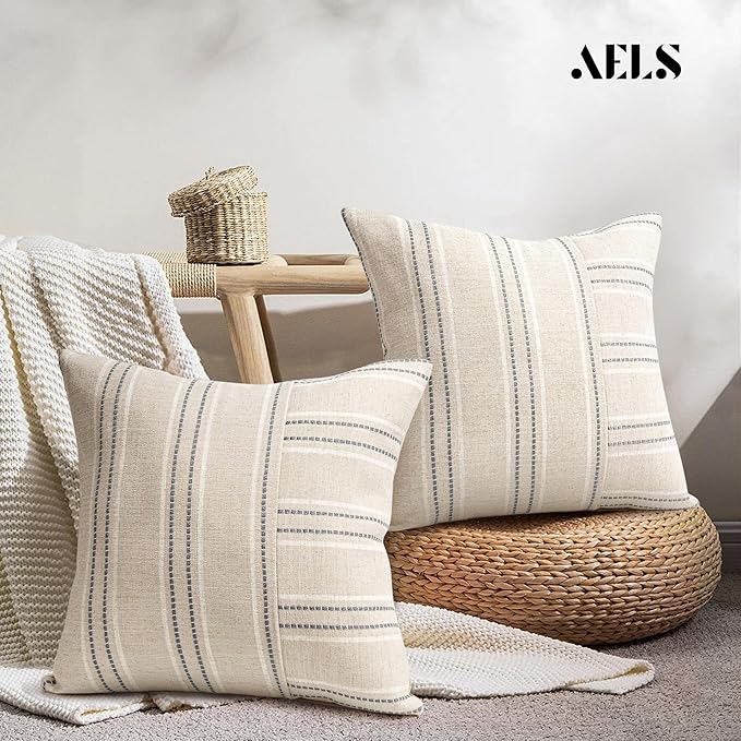 AELS 26x26 Decorative Farmhouse Linen Throw Pillow Covers, Boho Textured Pillow - Image 5